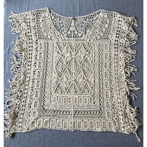Soho Lady Crochet Fringe Top One Size Layer Cottagecore Boho Festival Resort